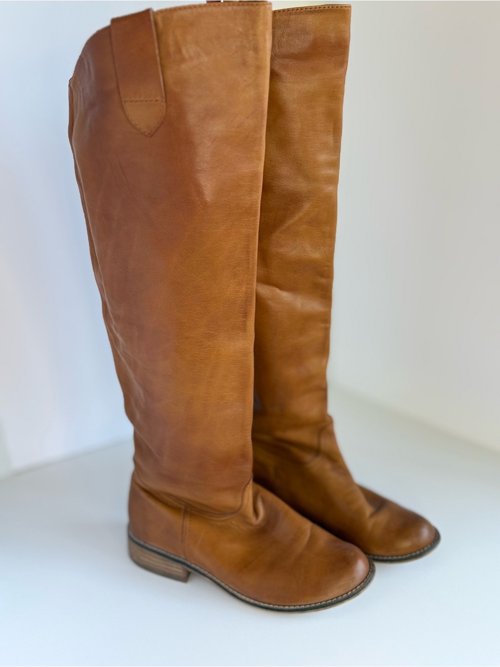 bp Tall Leather Boots in Cognac Brown